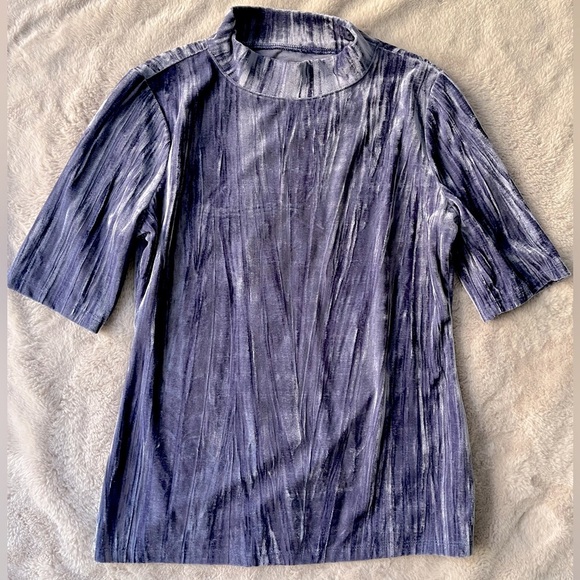 NWT Anthropologie Pilcro Crushed Velvet Mock Neck Top Slate Size S - Picture 7 of 9